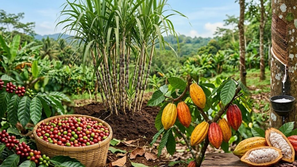 Komoditas Perkebunan (Kopi, Kakao, Gula, Karet)